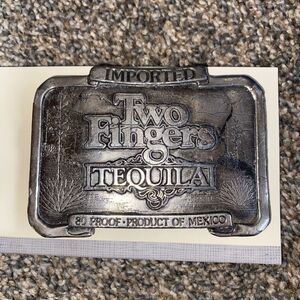 Two Fingers Tequila | Vintage Promotional Belt Buckle ~ 1976
